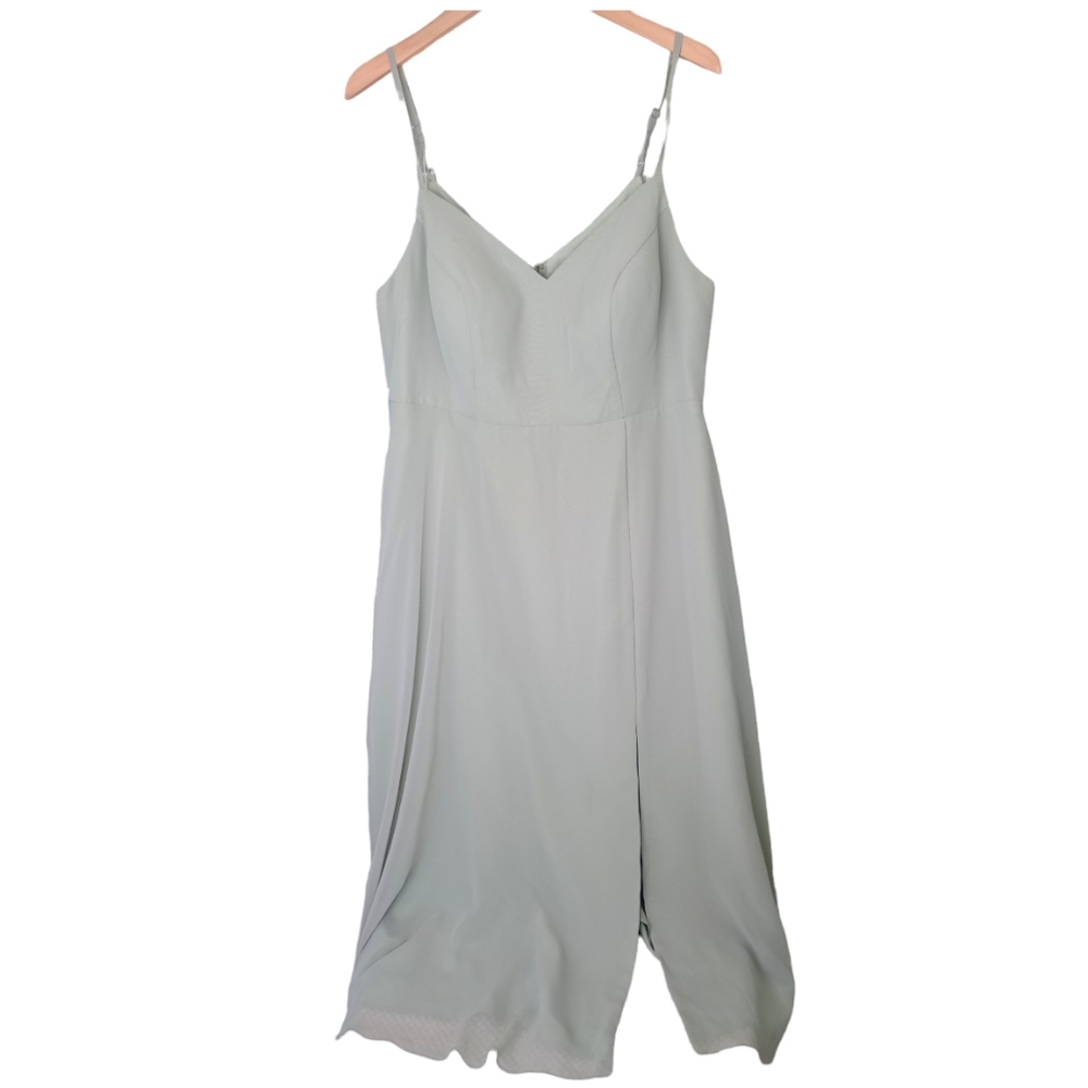 Azazie Sage Green Bridal Dress with Front Sli